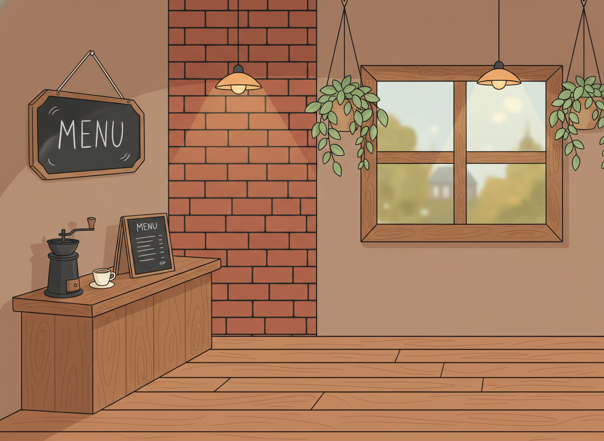カフェスタイルの部屋背景